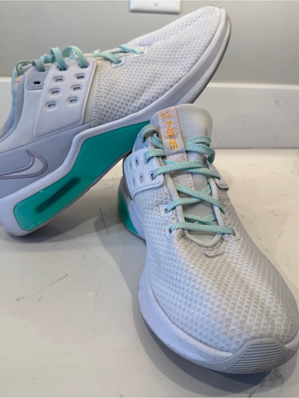 Nike White Sneakers with Teal and Mint Accents